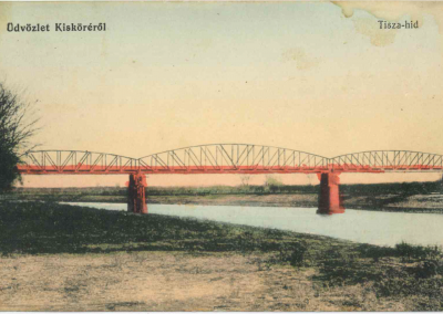 Kisköre Tisza-híd festmény képeslap