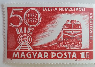 50 éves a Nemzetközi Vasútegylet bélyeg