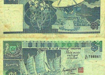 1 dollár szingapúri bankjegy