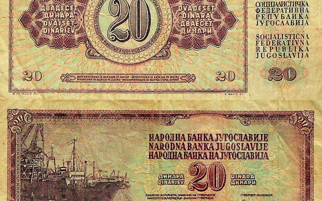 20 dinár jugoszláv bankjegy