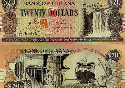 20 dollár guyanai bankjegy