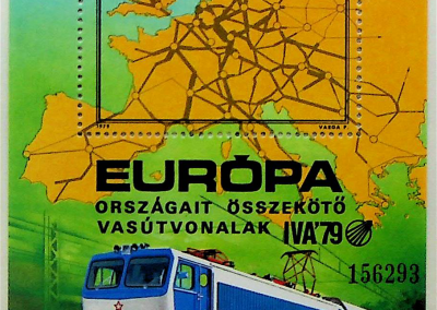 Európa országait összekötő vasútvonalak bélyeg