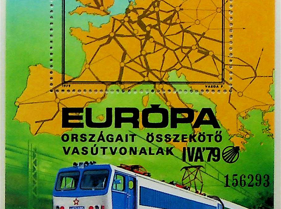 Európa országait összekötő vasútvonalak bélyeg