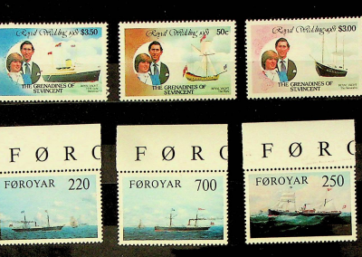 Feröeri és St. vincenti hajós bélyegek