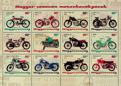 Magyar veterán motorkerékpárok bélyegek